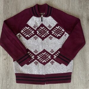 Tea Collection Boys Winter Full Zip Cardigan Warm Cotton Sweater Size 6-7